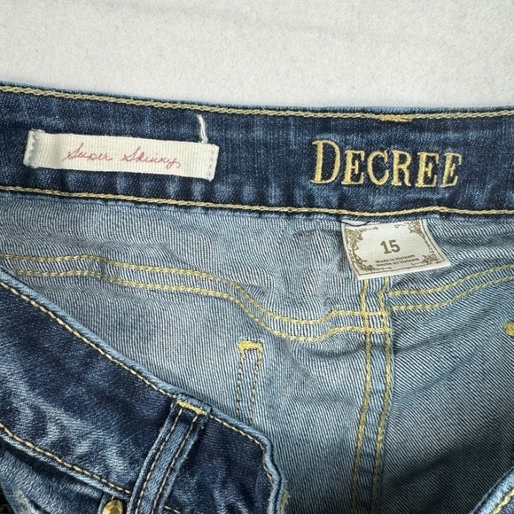 Decree Jeans Womens Juniors 15 Dark Blue Super Skinny Mid Rise - Picture 3 of 10
